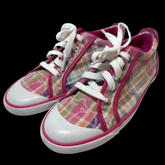 Coach Womens Plaid Canvas Lace-Up Sneakers Size 7 With Original Box - Picture 9 of 16